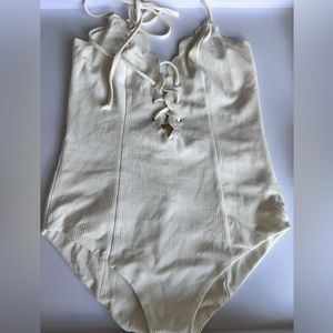 Marusia scalloped one piece swimsuit, off-white, size M